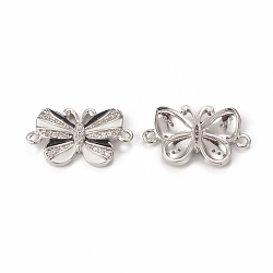 Brass Micro Pave Cubic Zirconia Connector Charms, Enamel Style, Butterfly, Platinum, White, 13.5x22.5x3mm, Hole: 1.5mm(KK-E068-VB407-1)