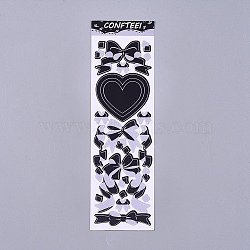 Bowknot Ribbon Pattern Decorative Labels Stickers, DIY Handmade Scrapbook Photo Albums, Black, 165x50x0.5mm, Pattern: 4~45mm(DIY-L037-B01)