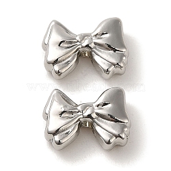 Rack Plating Alloy Beads, Cadmium Free & Nickel Free & Lead Free, Bowknot, Platinum, 8.5x12x4mm, Hole: 1.8mm(PALLOY-P304-15P)