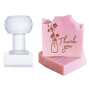 Clear Acrylic Soap Stamps with Big Handles, DIY Soap Molds Supplies, Vase, 64x50x50mm, Pattern: 35x35mm