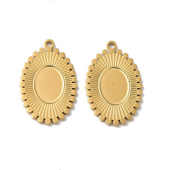 Manual Polishing 304 Stainless Steel Pendant Cabochon Settings, Oval, Real 18K Gold Plated, Tray: 8.5x6.5mm, 19x12.5x1.5mm, Hole: 1.2mm