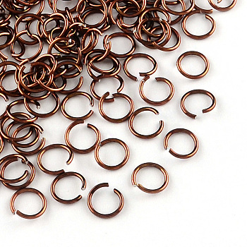 Aluminum Wire Open Jump Rings, Sienna, 6x0.8mm, 5mm inner diameter, about 2150pcs/50g