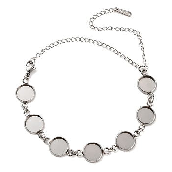 Non-Tarnish 304 Stainless Steel Bracelet Making, with Flat Round Tray, Stainless Steel Color, 9.06 inch(23cm), Tray Size: 10mm