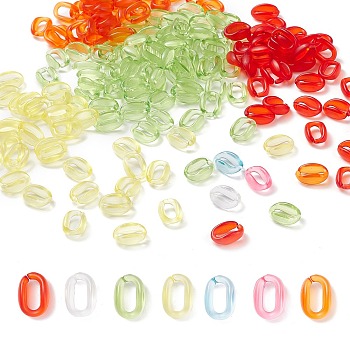 PandaHall Elite 490Pcs 7 colors Transparent Acrylic Linking Rings, Quick Link Connectors, for Cable Chains Making, Oval, Mixed Color, 15.5x11x6mm, Inner Diameter: 4.5x10.5mm, 70pcs/color