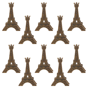 Tibetan Style Alloy Memo Holders, Message Photo Holder Clips, Eiffel Tower, Antique Bronze, 54x35x18mm
