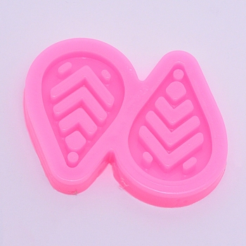 Teardrop Silicone Molds, Resin Casting Molds, For UV Resin, Epoxy Resin Jewelry Making, Hot Pink, 50x60x7mm, Hole: 2.5mm, Inner Diameter: 38mm