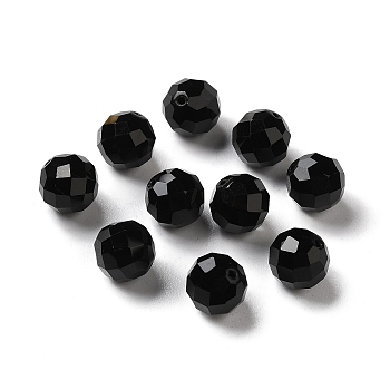 Glass Imitation Austrian Crystal Beads, Faceted, Round, Black, 10mm, Hole: 1mm
