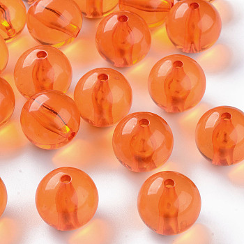 Transparent Acrylic Beads, Round, Dark Orange, 20x19mm, Hole: 3mm, about 111pcs/500g