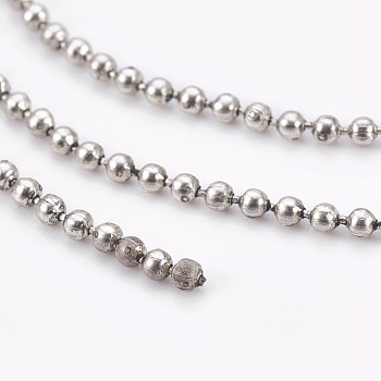 Iron Ball Chains, Beads Chain, Soldered, with Spool, Nickel Free, Antique Silver, 1.5mm, about 328.08 Feet(100m)/roll