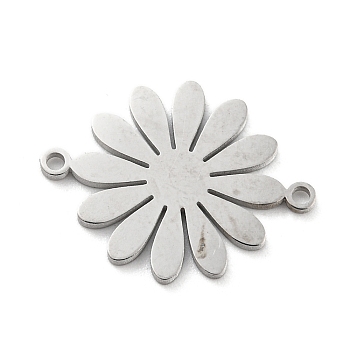 304 Stainless Steel Connector Charms, Flower Links, Stainless Steel Color, 14.5x19x1mm, Hole: 1.2mm