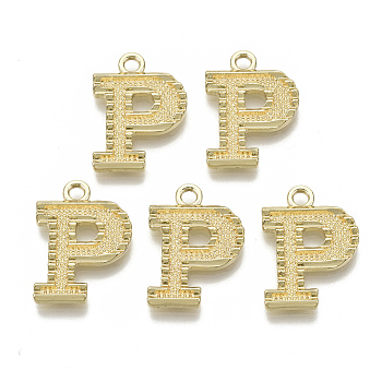 Alloy Pendants, Cadmium Free & Nickel Free & Lead Free, Initial Letter, Real 18K Gold Plated, Initial Letter.P, 20.5x15x2mm, Hole: 2mm