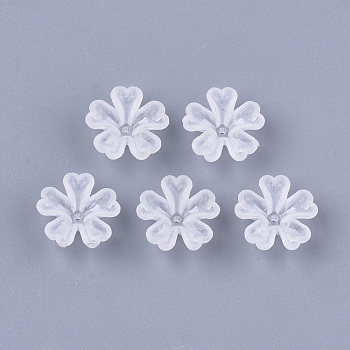 5-Petal Transparent Acrylic Bead Caps, Frosted, Flower, Clear, 16x16.5x6mm, Hole: 1.2mm