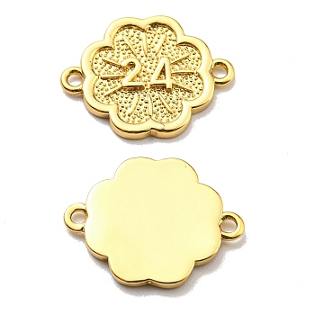 Rack Plating Brass Links, Lead Free & Cadmium Free, Long-Lasting Plated, Real 18K Gold Plated, 14x18x2mm, Hole: 1.5mm