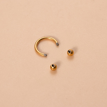 G23 Titanium Circular/Horseshoe Barbell Nose Rings, Golden, 8mm, Pin: 1.2mm