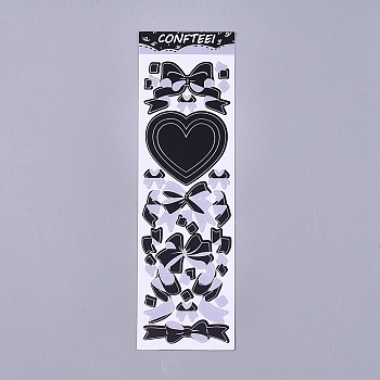 Bowknot Ribbon Pattern Decorative Labels Stickers, DIY Handmade Scrapbook Photo Albums, Black, 165x50x0.5mm, Pattern: 4~45mm