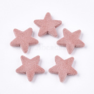 Flocky Acrylic Beads, Star, Flamingo, 20.5x22x5mm, Hole: 1.5mm(FIND-T046-38-11)