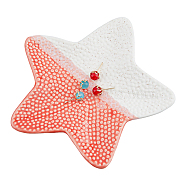 Ceramic Jewelry Plates, Storage Tray for Rings, Necklaces, Earring, Starfish, 140x148x16.5mm(AJEW-WH0455-016A-01)