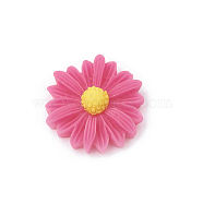 Resin Cabochons, Flower/Daisy, Deep Pink, 23x22x7mm(CRES-N007-10B)