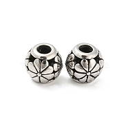 316 Surgical Stainless Steel  Beads, Flower, Antique Silver, 11x10mm, Hole: 4mm(STAS-Q304-31AS)