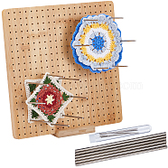 Square Bamboo Crochet Blocking Board, with Stainless Steel Positioning Pins and Needles, PeachPuff, 28x28x1.5cm(DIY-WH0304-909)