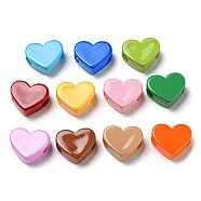 Opaque Acrylic Beads, Heart, Mixed Color, 15x19x8mm, Hole: 4.5x4mm(X-MACR-D081-16)