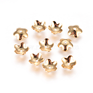 304 Stainless Steel Bead Caps, 5-Petal, Flower, Golden, 5.5x2mm, Hole: 0.8mm(STAS-F227-36-G)