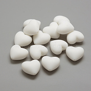 Food Grade Eco-Friendly Silicone Focal Beads, Chewing Beads For Teethers, DIY Nursing Necklaces Making, Heart, White, 19x20x12mm, Hole: 2mm(SIL-R003-01)