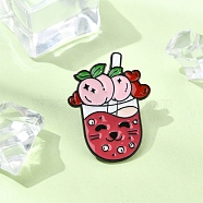 Tea Drinks Enamel Pins, Alloy Brooches for Backpack Clothes, Peach, 30x23mm(JEWB-Q005-01D)