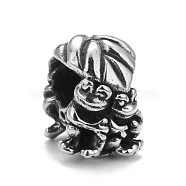 304 Stainless Steel European Beads, Large Hole Bead, Frog, Antique Silver, 11x8x10mm, Hole: 4.5mm(STAS-G256-03AS)