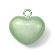 Spray Printed Alloy Bell Pendants, Heart, Dark Sea Green, 22.5x22.5x16.5mm, Hole: 3mm(KK-P252-A04)