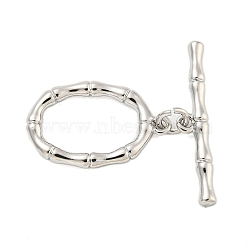 Brass Toggle Clasps, Oval, Platinum, Oval: 20x13x2.5mm, Hole: 1.2mm, Bar: 24x4.5x2.5mm, Hole: 1.2mm(KK-A223-13P)