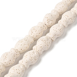 Natural Lava Rock Beads Strands, Fish, Dyed, White, 14x9x7mm, Hole: 1.2mm, about 28pcs/strand, 15.55''(39.5cm)(G-U007-01M)