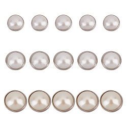 GOMAKERER 150Pcs 3 Styles 4-Hole Brass Buttons, with Plastic Imitation Pearl, Half Round, Platinum, 5.5~7.5x4~5mm, Hole: 0.9~1.2mm, 50pcs/style(FIND-GO0002-36)