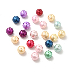 Mixed Glass Pearl Round Beads, Dyed, about 12mm in diameter, hole: 1mm(X-HYC005)