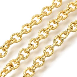 Brass Cable Chains, Soldered, with Spool, Lead Free & Cadmium Free, Long-Lasting Plated, Rack Plating, Oval, Real 18K Gold Plated, 6x5x1mm(CHC-B023-05G)