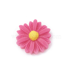 Resin Cabochons, Flower/Daisy, Deep Pink, 23x22x7mm(CRES-N007-10B)