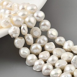 Natural Cultured Freshwater Pearl Beads Strands, Two Sides Polished, PapayaWhip, 7~8mm, Hole: 0.5mm, about 25pcs/strand, 6.89''(17.5cm)(PEAR-A006-08A)