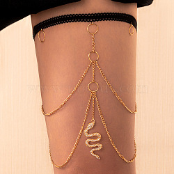 Alloy Rhinestone Sexy Hollow Elastic Multilayer Snake Chain, Thigh Chain for Women, Snake, 310mm(WGC4A64-01)