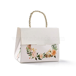 Rectangle Paper Gift Boxes with Handle Rope, for Gift Wrapping, Floral Pattern, 14x7x10.5cm(CON-B010-03B)