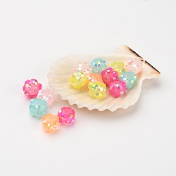 Chunky Resin Rhinestone Beads, Resin Round Beads, Mixed Color, 8mm, Hole: 1.5mm(X-RESI-M019-8mm-M)