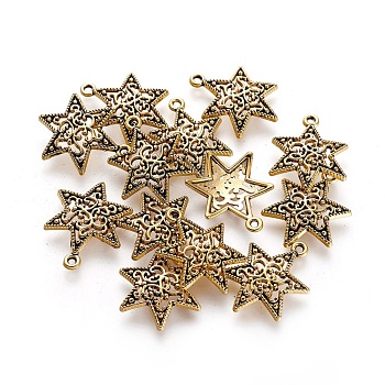 Tibetan Style Alloy Pendants, for Jewish, Star of David, Antique Golden, Lead Free and Cadmium Free, 23x18x3mm, Hole: 1.5mm