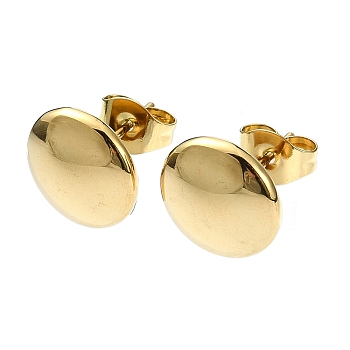 Ion Plating(IP) 201 Stainless Steel Stud Earrings, with 304 Stainless Steel Pins, Plain Flat Round, Real 18K Gold Plated, 10mm