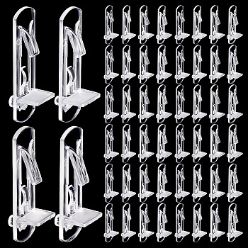 80Pcs 4 Style Transparent Plastic Locking Shelf Support Pegs, Self-Locking Shelf Pins, Clips for Kitchen Cabinet Furniture Book Shelve, Clear, 57x17x20~20.5mm, Inner Diameter: 5~6x16~20mm, 20pcs/style