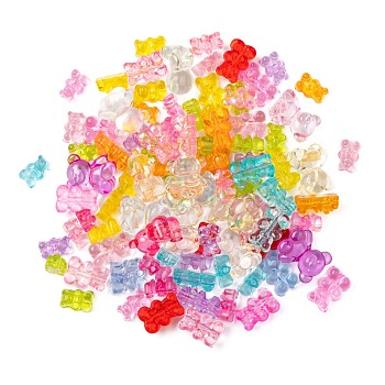 Transparent Acrylic Beads, Bear, Mixed Color, about 155pcs/bag