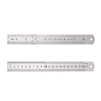Stainless Steel Rulers, Max Value: 20cm, Min Value: 1mm, Gray, 230x26x1mm
