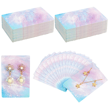 Cardboard Jewelry Display Cards, for Hanging Earring & Necklace Display, Rectangle, Colorful, Starry Sky Pattern, 9x6x0.05cm, Hole: 0.2cm, 120pcs/bag