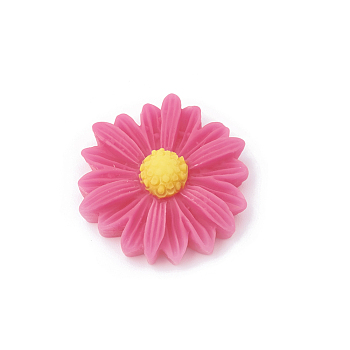 Resin Cabochons, Flower/Daisy, Deep Pink, 23x22x7mm