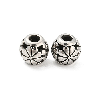 316 Surgical Stainless Steel  Beads, Flower, Antique Silver, 11x10mm, Hole: 4mm