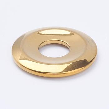 Electroplate Non-Magnetic Synthetic Hematite Pendants, Donut/Pi Disc, Golden Plated, Donut Width: 16mm, 50x7mm, Hole: 18mm
