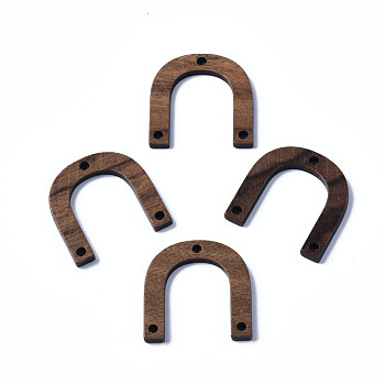 Walnut Wood Chandelier Components Links, Letter u, Saddle Brown, 24.5x25x3mm, Hole: 2mm